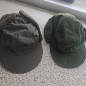 Vintage Swedish Army Field Caps Winter& Summer Sz 59-60 EUC
